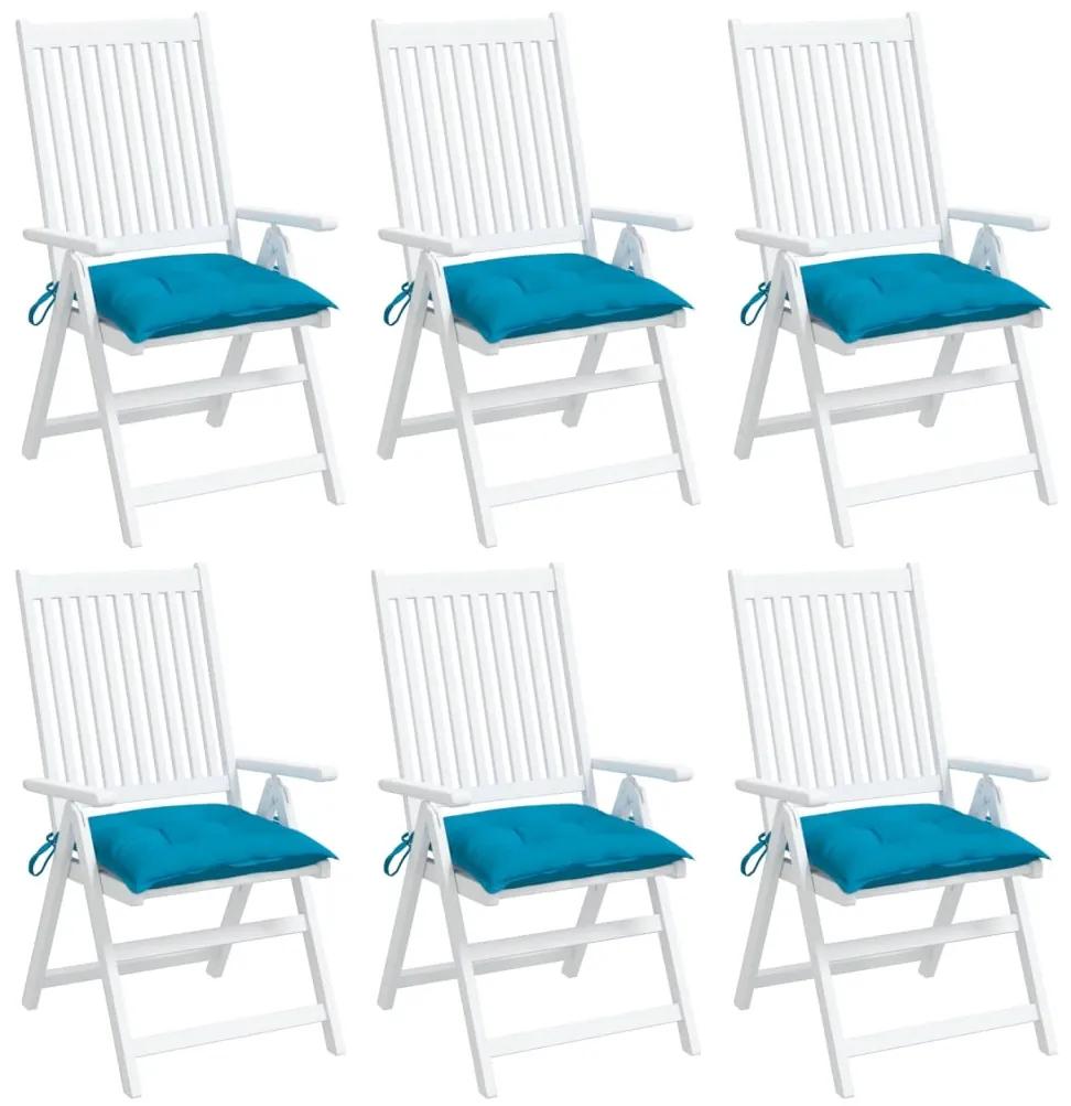 Perne scaun, 6 buc., albastru deschis, 40 x 40 x 7 cm, textil 6, Albastru deschis, 40 x 40 x 7 cm