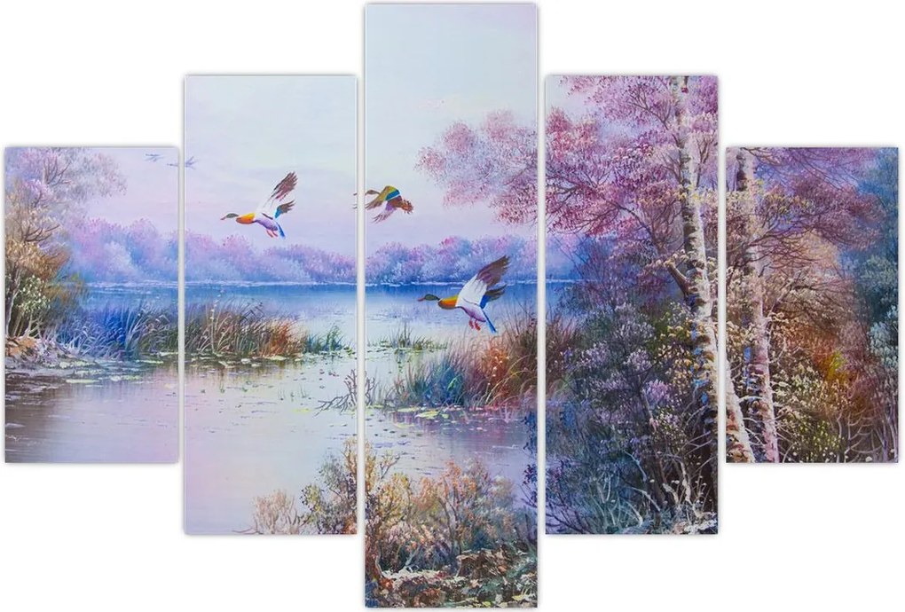 Tablou - Sosirea toamnei, pictură în ulei (150x105 cm)