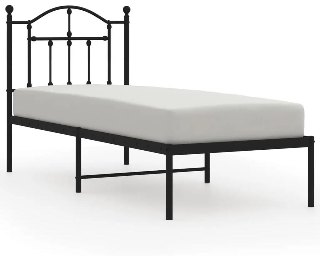 353429 vidaXL Cadru de pat metalic cu tăblie, negru, 75x190 cm