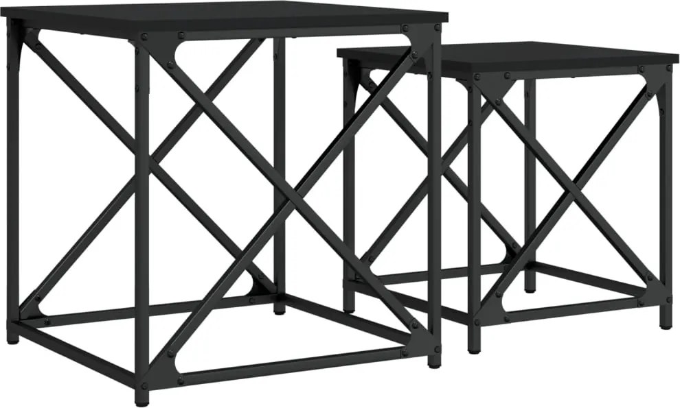 vidaXL Mese suprapuse de cafea, 2 buc, negru, lemn prelucrat