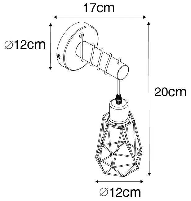 Aplică rustică neagră cu lemn - Dami Frame