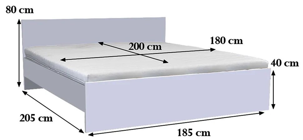 Pat dublu Miami fără cadru de pat 180x200 cm stejar York-stejar Sonoma