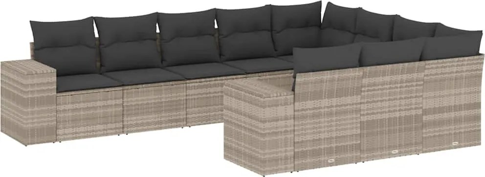 vidaXL Set canapele de grădină cu perne 10 piese gri deschis poliratan