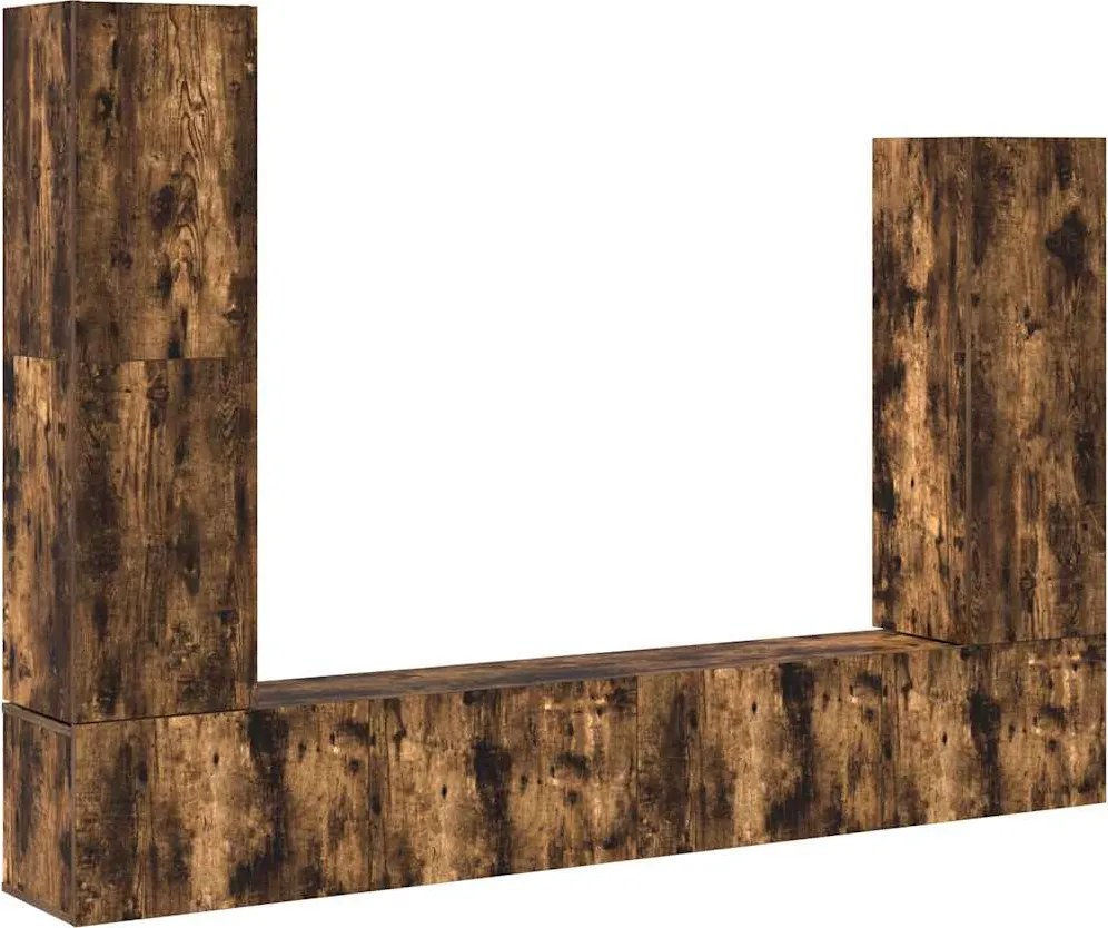 vidaXL Set dulapuri TV, 4 piese, stejar fumuriu, lemn prelucrat