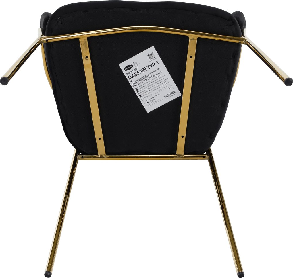 Scaun de sufragerie de design, material Velvet negru/gold crom auriu, DASMIN TIP 1