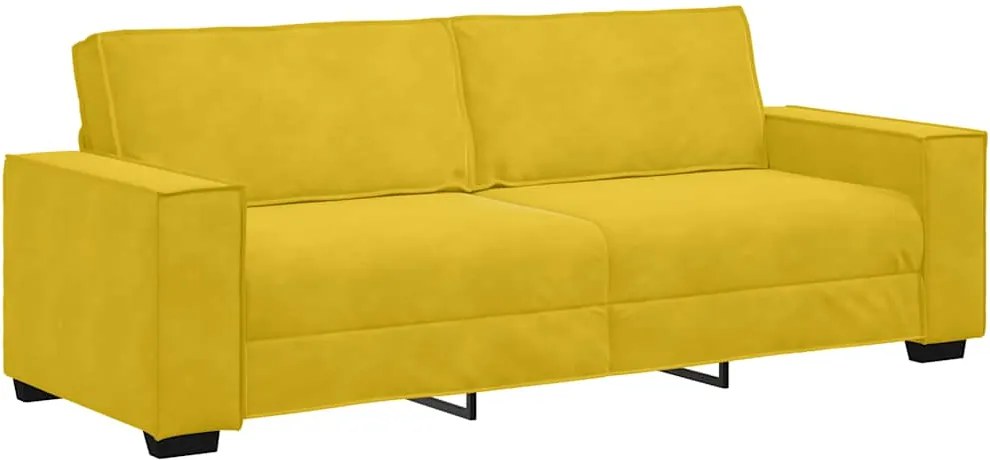 vidaXL Canapea cu 3 locuri, galben, 220x78x84 cm, catifea