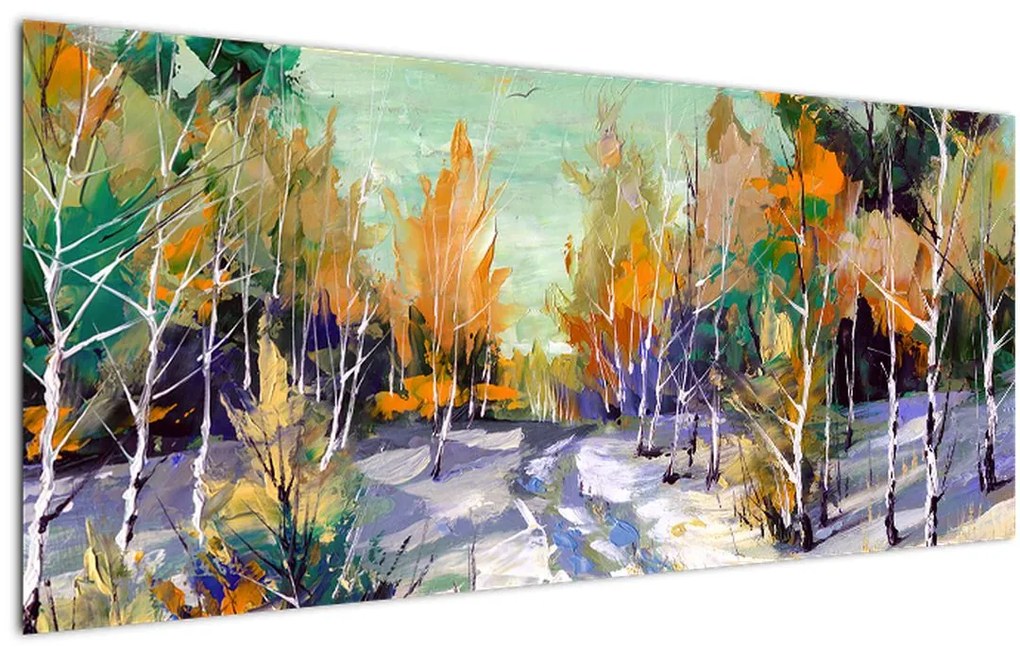 Tablou - Drum înzăpezit prin pădure (120x50 cm)