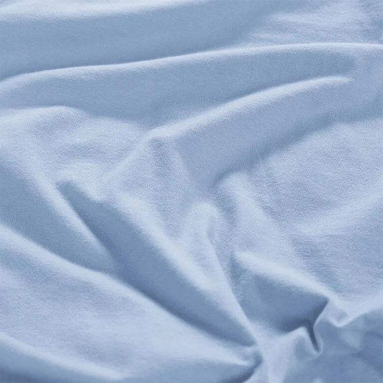 decoDoma Cearșaf elastic jersey cu elastan albastru 90 x 200 cm
