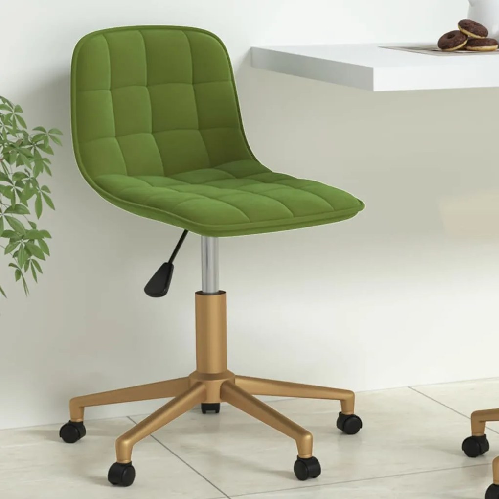 334130 vidaXL Scaun de bucătărie pivotant, verde deschis, catifea