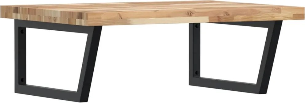 vidaXL Raft pentru lavoar montat pe perete, oțel și lemn masiv acacia