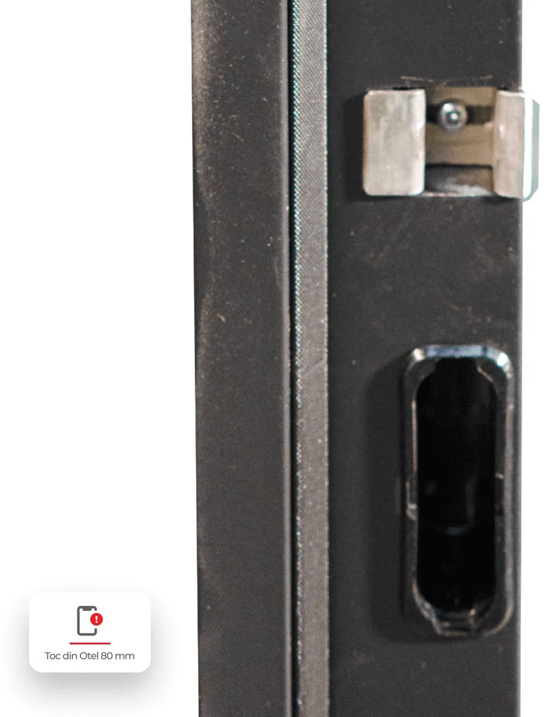 Usa metalica de intrare in apartament cu izolatie fonica   termica - Culoare Ciment Gri Inchis   Alb  Nuc ST, Gri Ciment / Alb