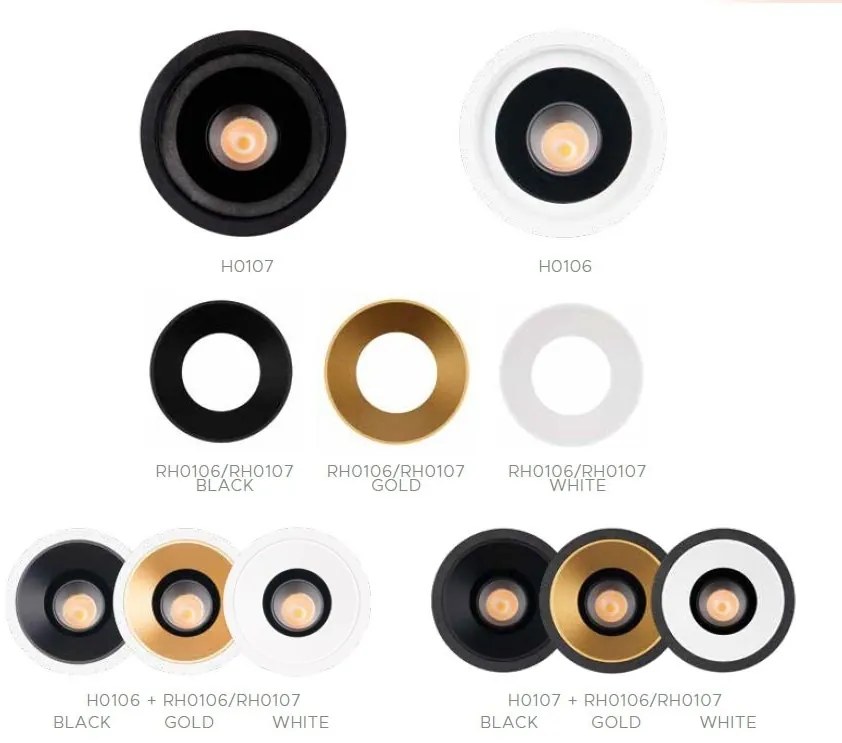 Spot LED incastrabil GALEXO H0106 alb cu inel negru