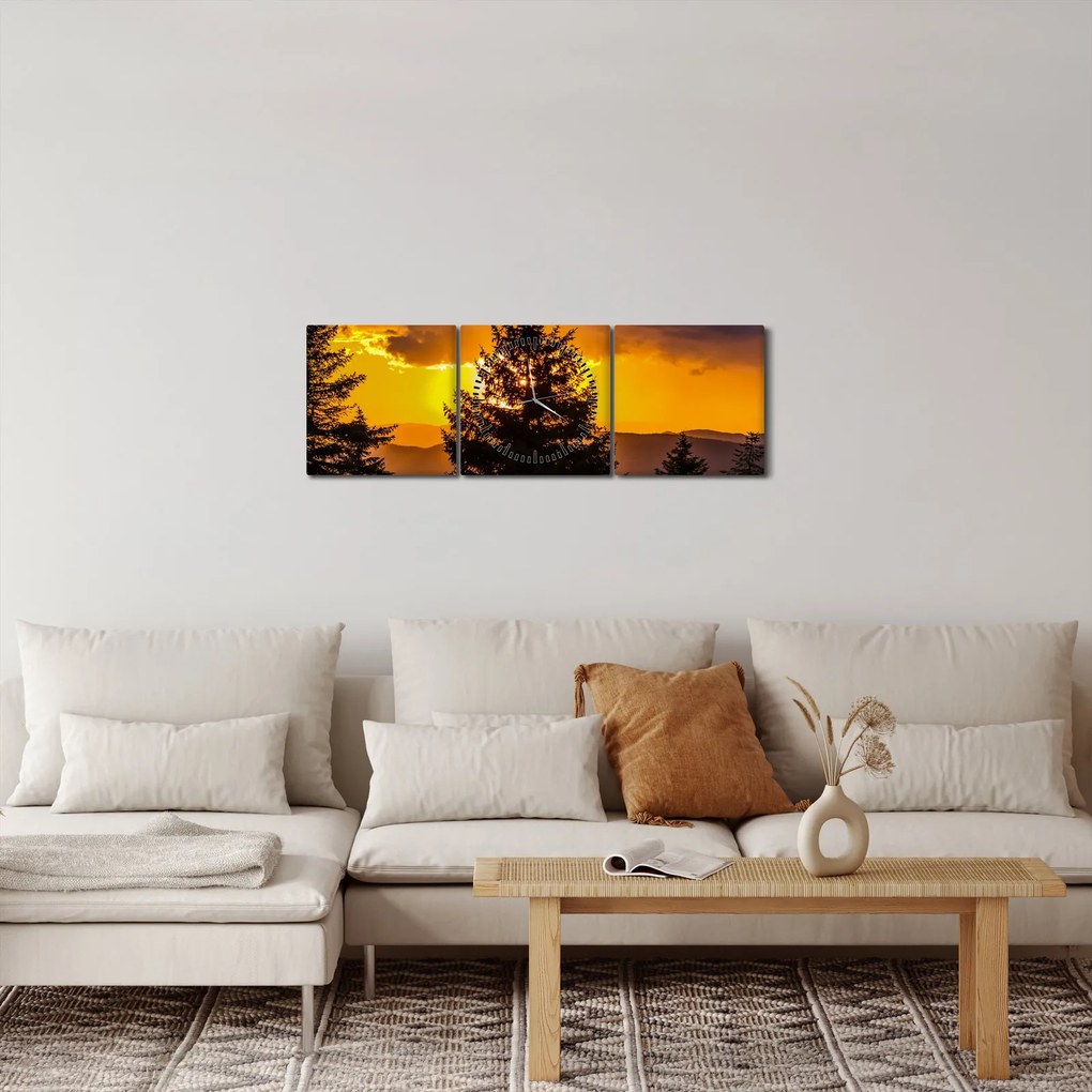 Tablou - coniferi (cu ceas) (90x30 cm)