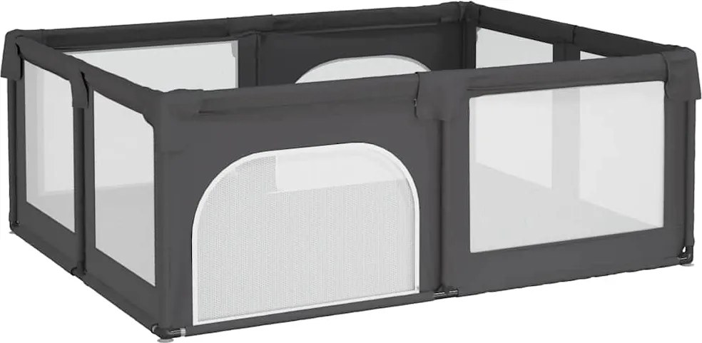 vidaXL Țarc pentru copii cu 2 uși, gri închis, țesătură Oxford