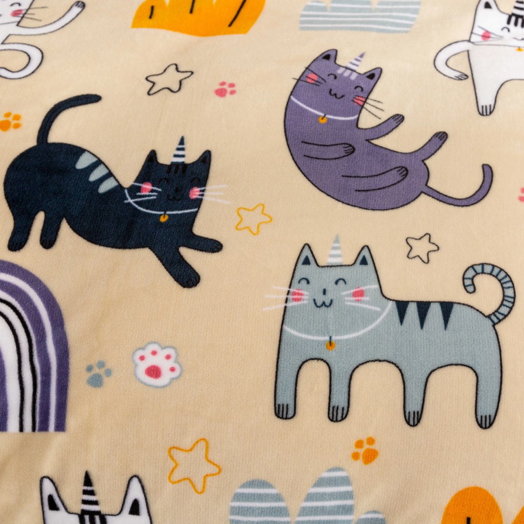 Lenjerie din microplush PURRSLEEP bejă Dimensiunile lenjeriei: 70 x 90 cm | 140 x 200 cm