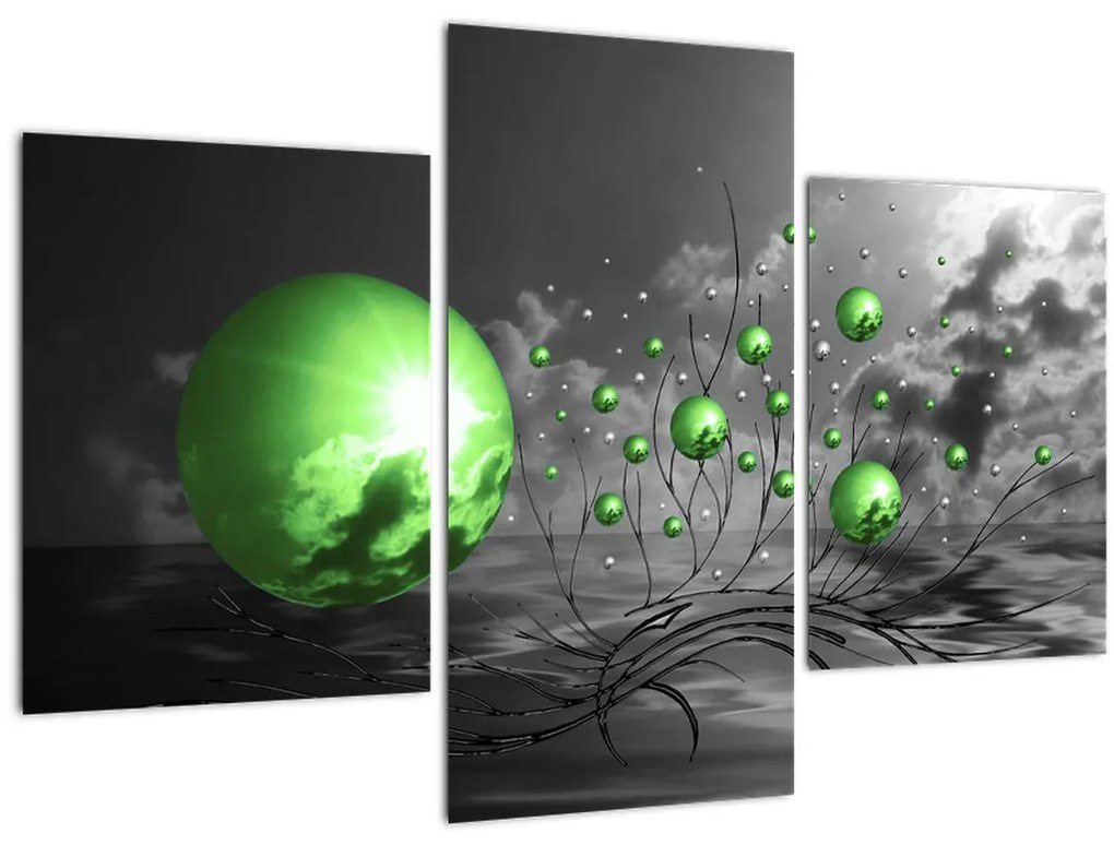 Tabloul bilelor verzi abstracte (90x60 cm)