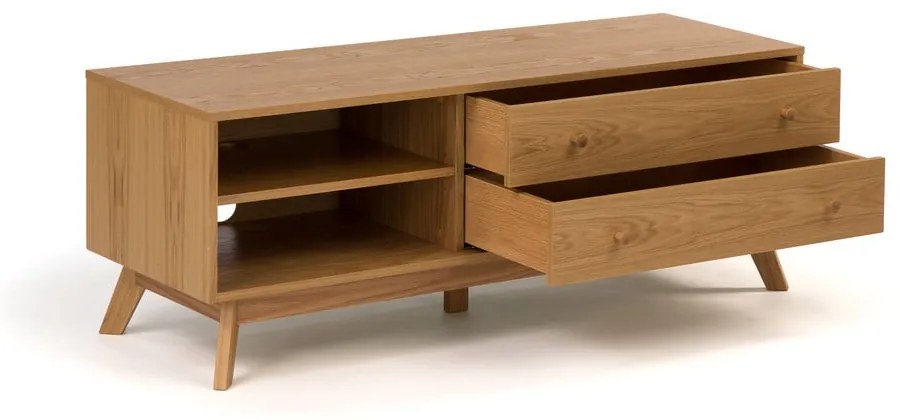 Comodă TV în culoare naturală cu aspect de lemn de stejar 130x50 cm Kensal – Woodman
