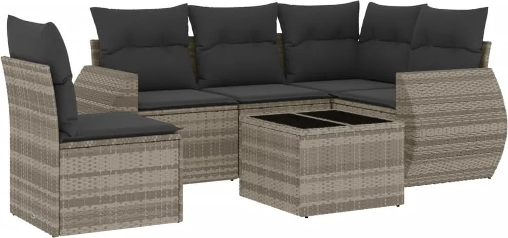 vidaXL Set canapele de grădină cu perne, 6 piese gri deschis poliratan