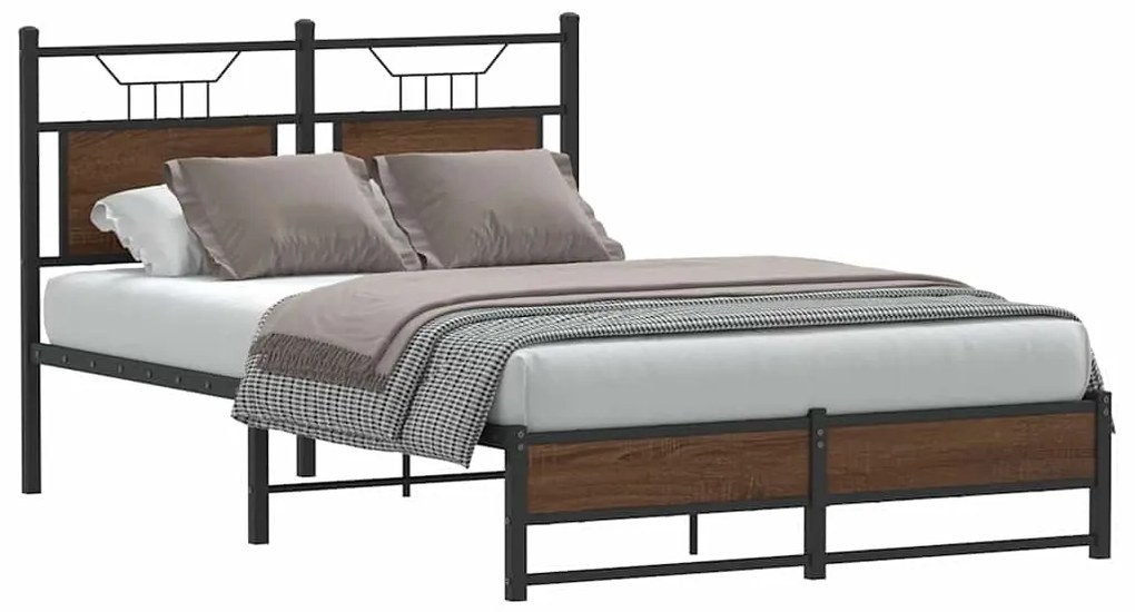 vidaXL Cadru pat fără saltea stejar maro 120x200 cm, lemn prelucrat