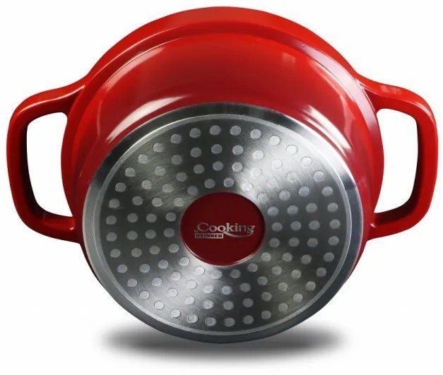 Cratita + capac Home Chef, Heinner Home, 1.2 l, aluminiu turnat, negru/rosu