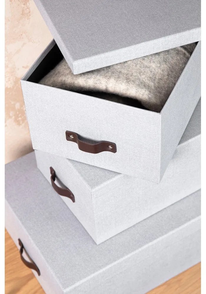 Cutii de depozitare gri-deschis 3 buc. din carton cu capac 31x47x15 cm Inge – Bigso Box of Sweden