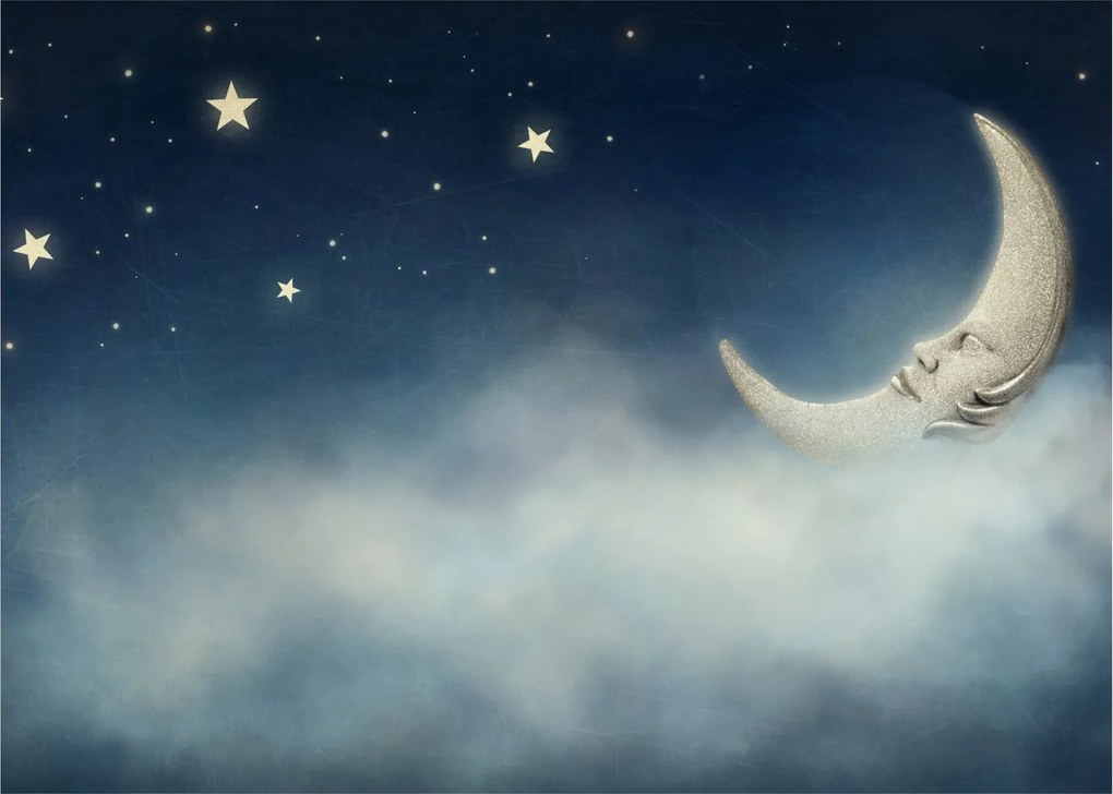 Tablou pe sticlă - Luna cu stele (70x50 cm)