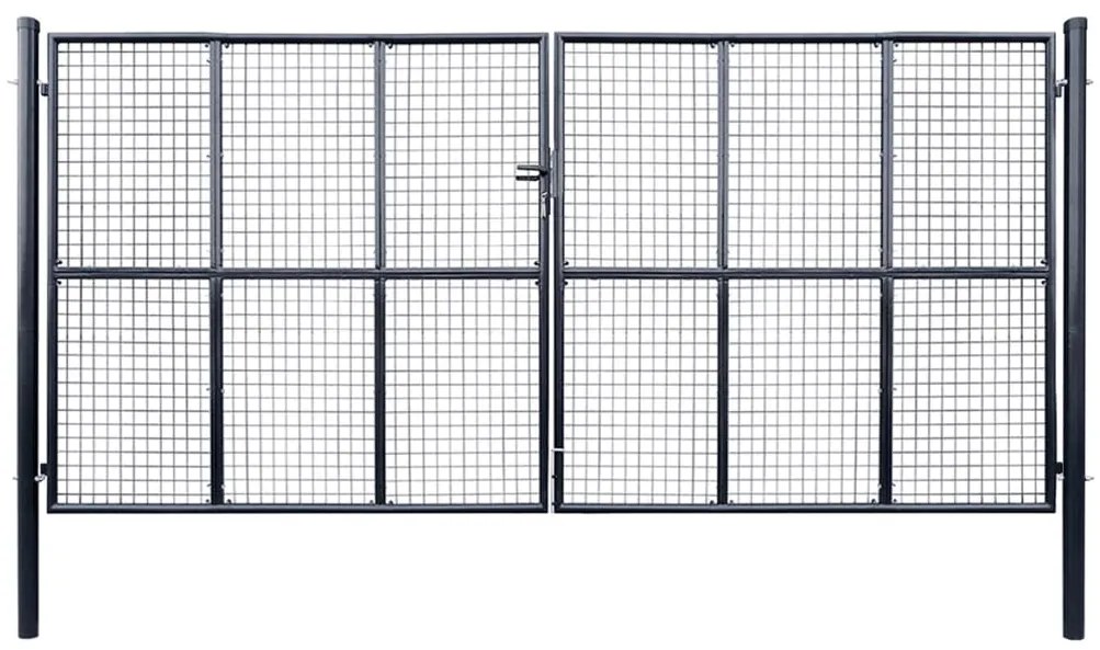 vidaXL Poartă din plasă grădină, oțel galvanizat, 400 x 175 cm, gri