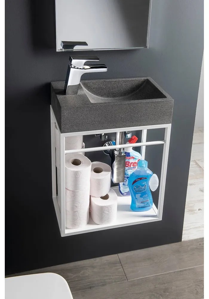 Chiuvetă mică pentru WC gri închis din beton 40x22 cm Crest – Sapho