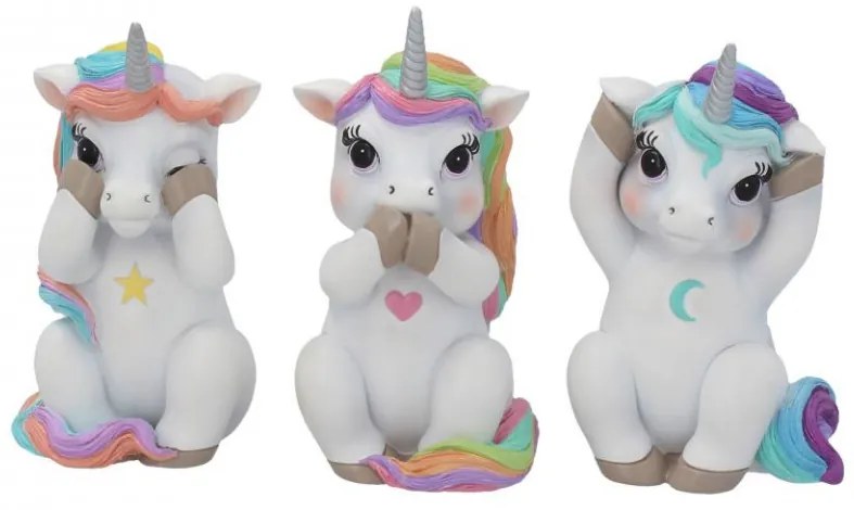 Set statuete Trei unicorni intelepti 9.5 cm