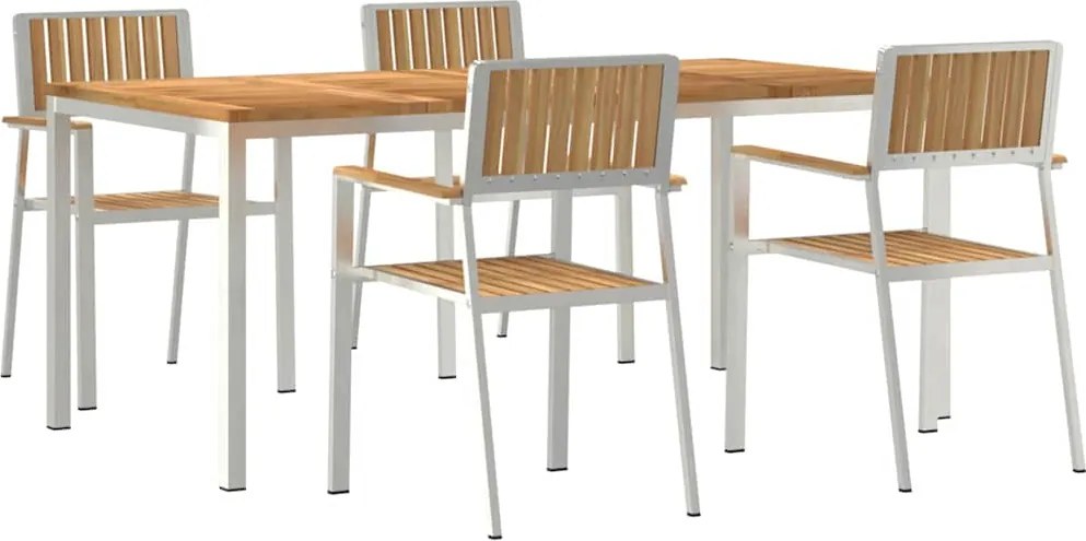 vidaXL Set dining pentru exterior 5 pcs Maro Lemn solid de tec