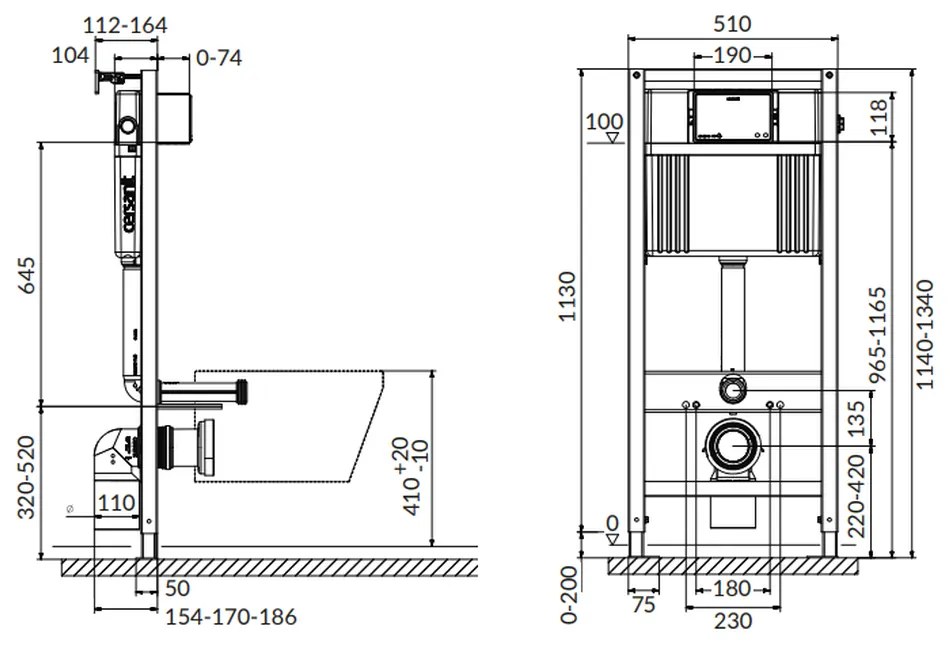 Set vas wc suspendat Crea oval cu capac soft close, rezervor incastrat pneumatic Aqua 52 si clapeta crom lucios