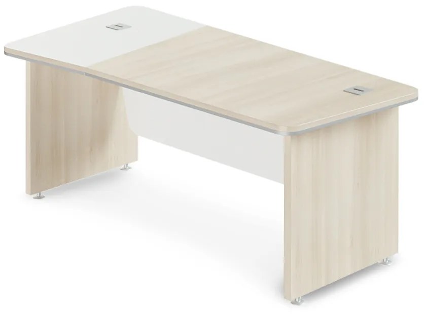Birou de colț TopOffice Premium 203,2 x 102,7 cm, stânga, salcâm deschis / alb