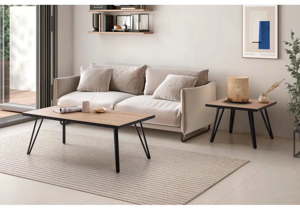 Măsuță de cafea cu blat cu aspect de lemn de stejar 60x60 cm Sindi – Marckeric