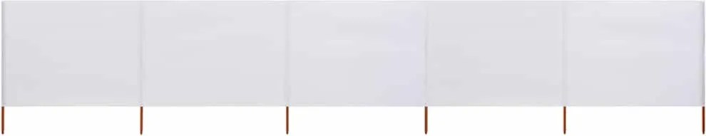 vidaXL Paravan anti-vânt cu 5 panouri alb nisipiu 600 x 160 cm textil