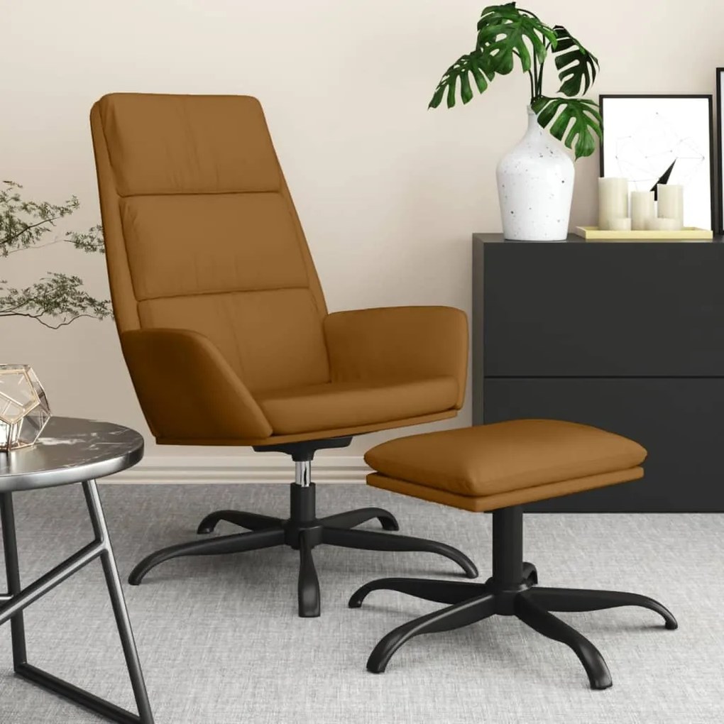 3097905 vidaXL Scaun de relaxare cu taburet, maro, catifea