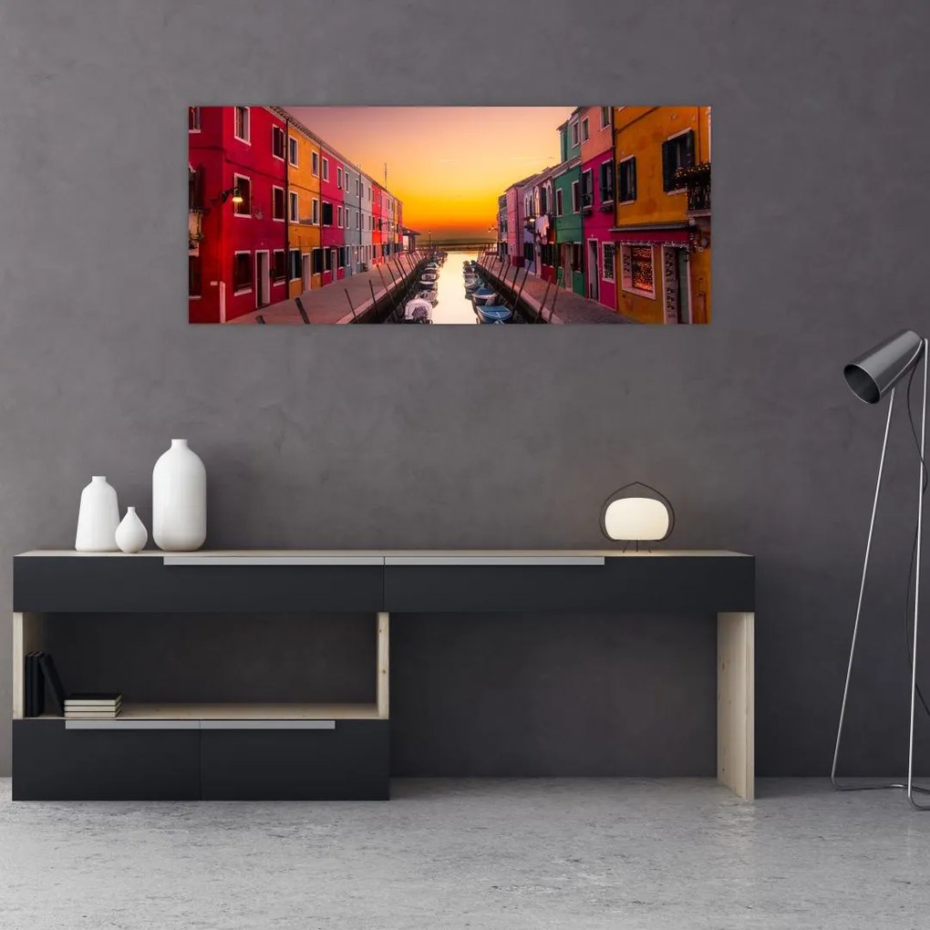 Tablou - Apus de soare, insula Burano, Veneția, Italia (120x50 cm)