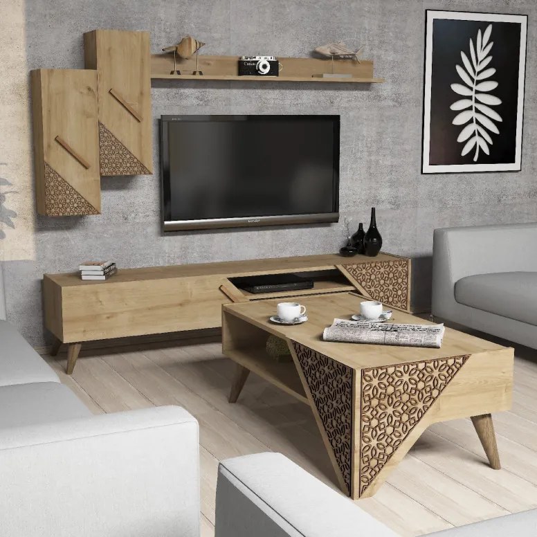 Set Comoda si Masuta de Cafea Beril - Oak