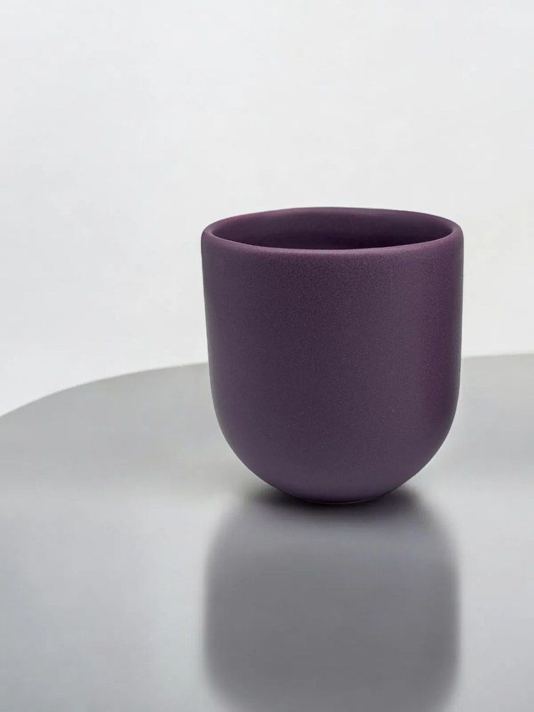 Set 3 Pahare Cafea NOVUM Velaris Purple Dynastia - 250 ml, 150 ml, 80 ml (Mov Regal Mat) - Gresie Ceramica Glazurata Manual