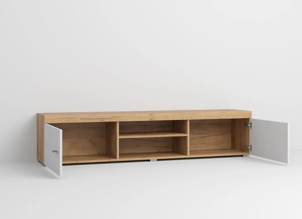 Set Mobilier Living Alb cu Stejar Auriu Crispy-C04