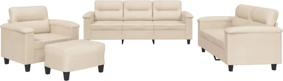 vidaXL Set de canapele cu perne, 4 piese, bej, microfibră