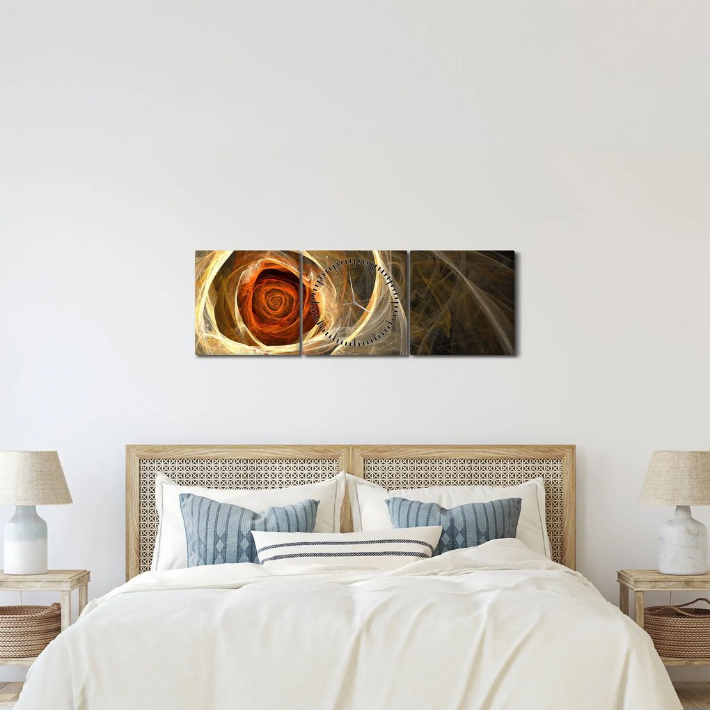 Tablou - Trandafiri abstracți în culori aprinse (cu ceas) (90x30 cm)