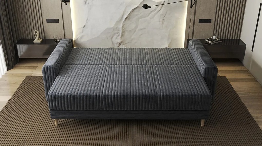 Canapea extensibilă dumonde cu ladă de depozitare si sezut confortabil din spuma high-density, Kronos Ambience Gri 210x100 cm