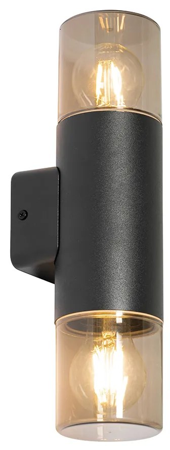 Lampa de perete exterioara moderna neagra cu 2 lumini IP44 - Odense