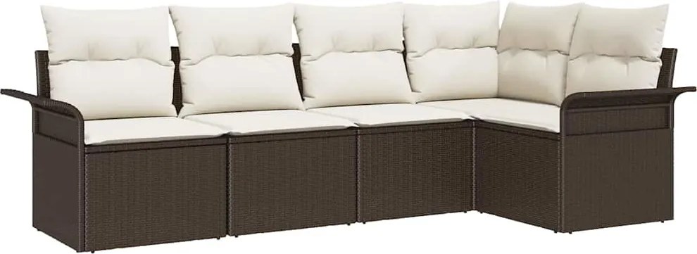vidaXL Set de canapele pentru grădină 5 pcs Maro poliratan