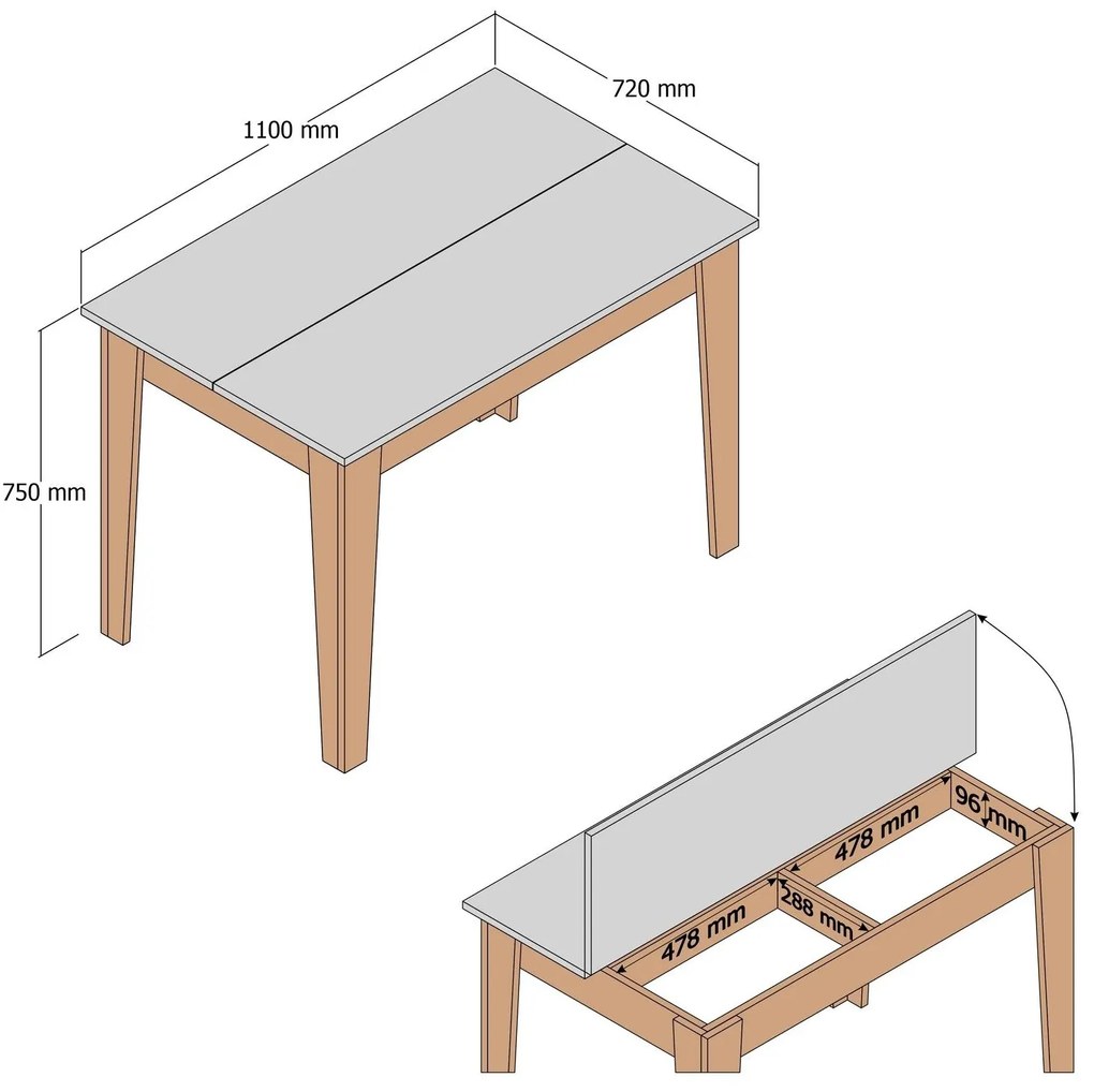 Masă de sufragerie (pentru 4 persoane) Kloe (nuc + alb). 1088953
