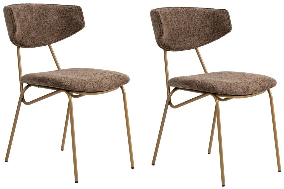 Set de scaune de sufragerie Nancy Brown și Gold, 2bucăți