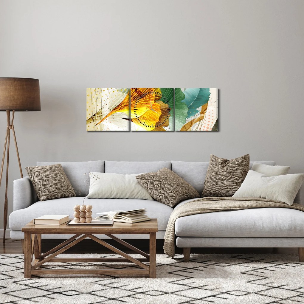 Tablou - Frunze (cu ceas) (90x30 cm)