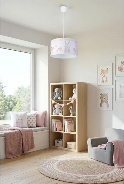 Brilagi - Lustră LED suspendată pentru copii BOBO cu cablu 1xE27/60W/230V Ø 35 cm alb/iepurași