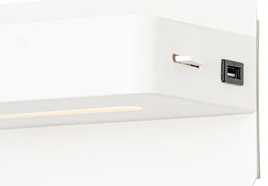 Aplica de perete moderna alba incluzând LED cu USB și întrerupător - Ted