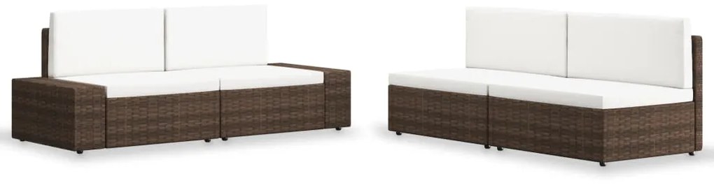 vidaXL Set mobilier de grădină, 4 piese, maro, poliratan